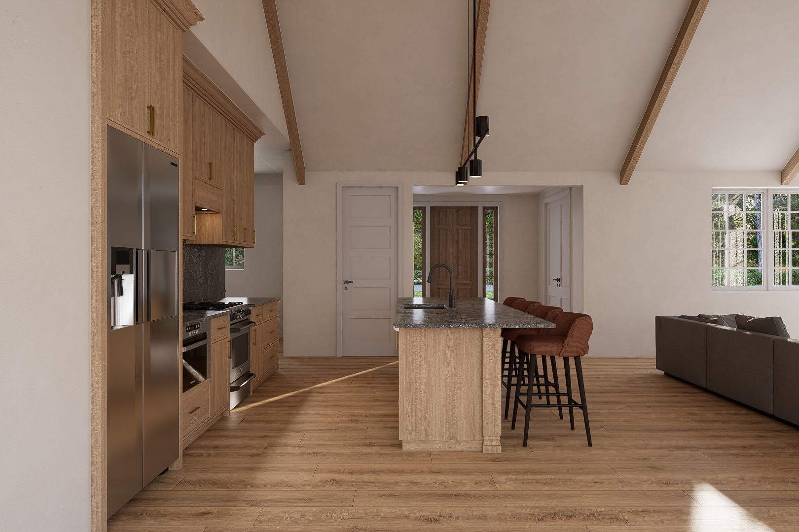 Kitchen toward entry rendering
