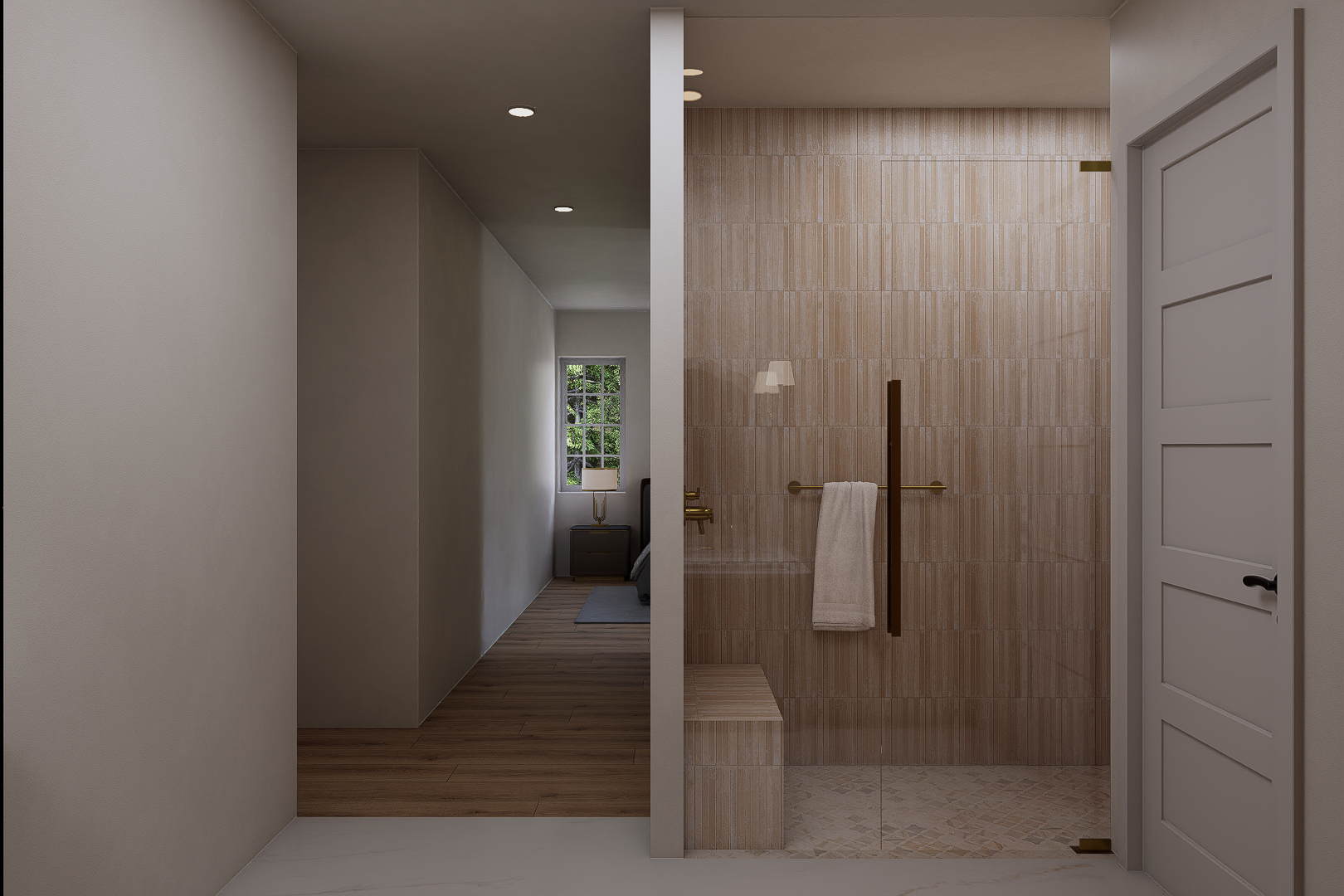 Primary bath vanity rendering
